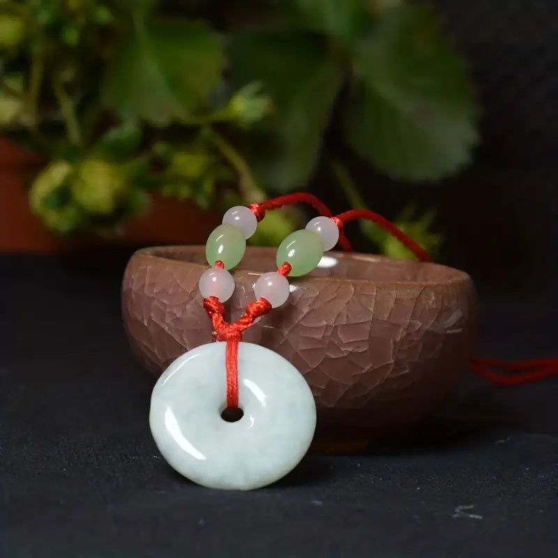 Jadeite Peace Donut Healing Crystal Necklace | Inner Peace