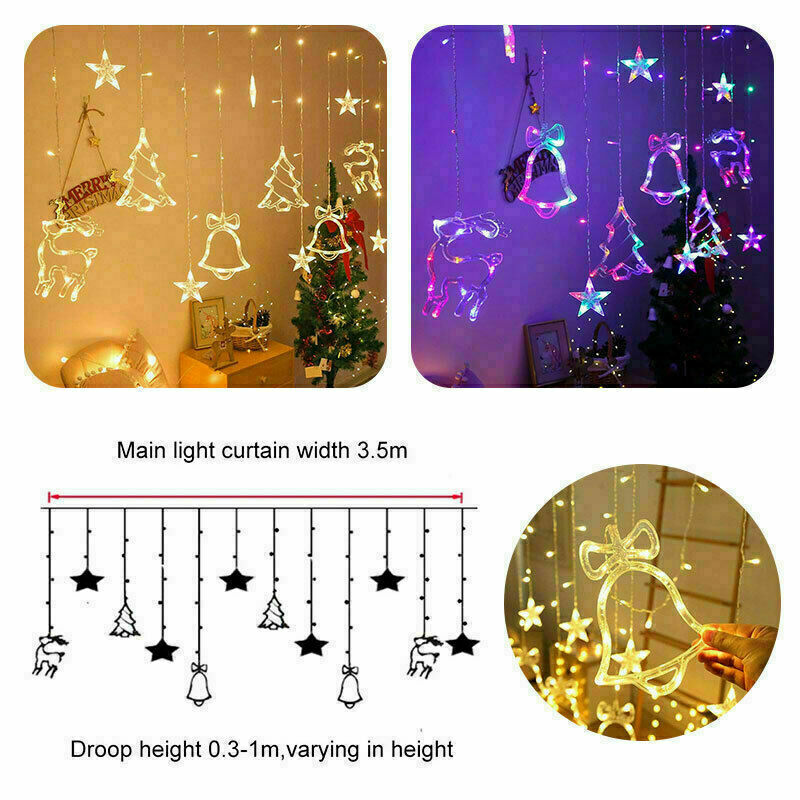 LED Fairy String Window Curtain Lights | Star Christmas Party & Home Indoor Decor
