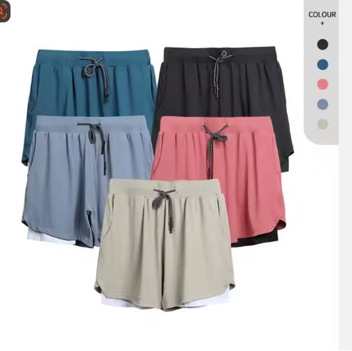 Men's Quick Dry 2-in-1 Gym Shorts | Breathable Polyester Spandex Running Fitness Shorts with Liner