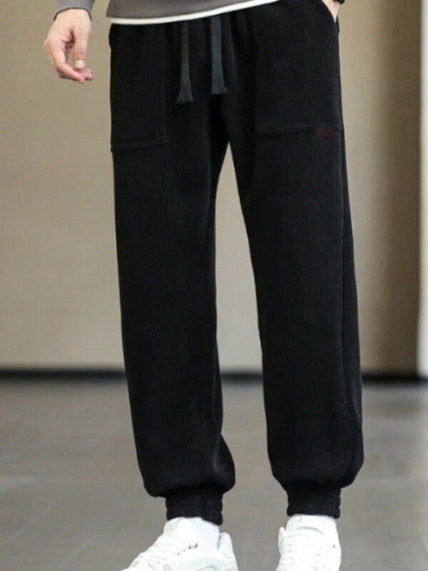 Men's Slim Fit Corduroy Casual Pants | Trendy Anti-Wrinkle Long Straight Trousers