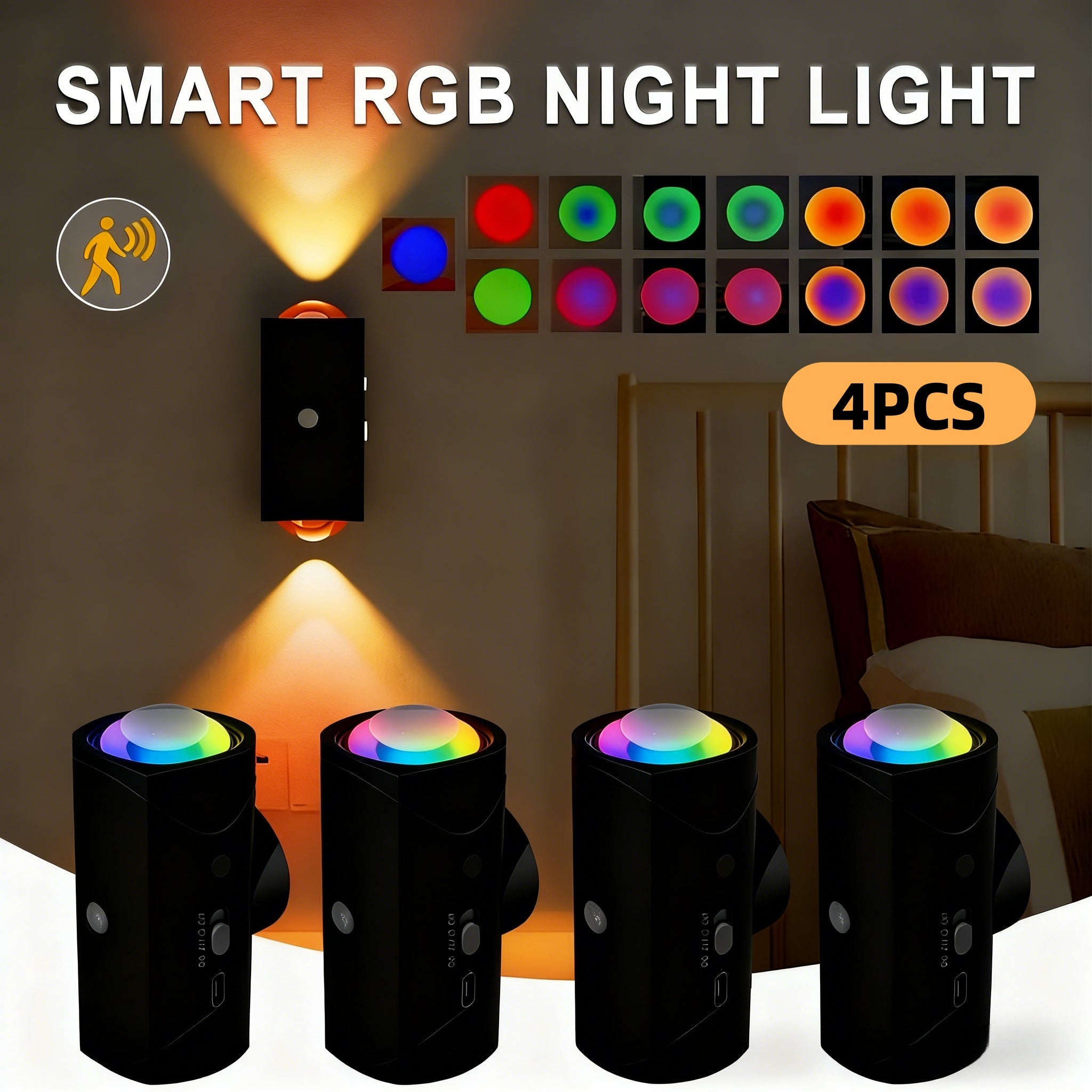 4-Pack Color-Sensing Motion Night Lights | Magnetic Wall & Cabinet LED Lights with 3 Modes Black shell 4PCS 5 05c90877-7b0c-40f4-9e9d-2a089d931e2d FIOLKA BOUTIQUE