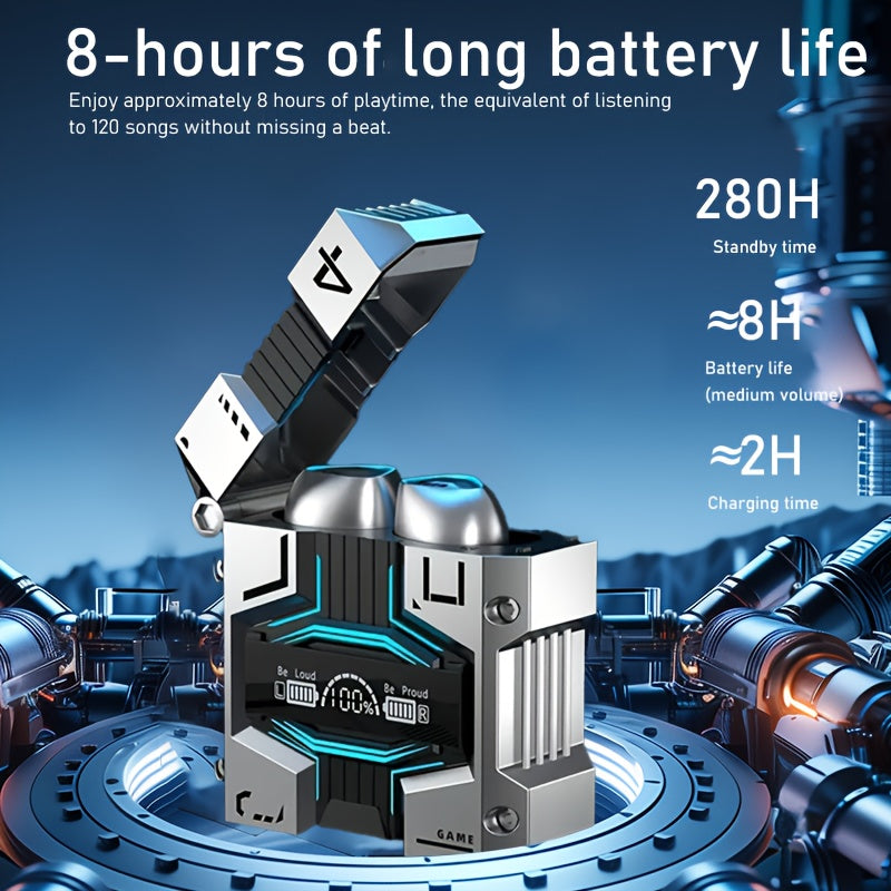 True Wireless Earbuds With ENC, Bluetooth 5.3, IPX7 Waterproof, 120 Hours Long Battery Life With Built-in Mic, Compatible With IOS & Android Devices Silver