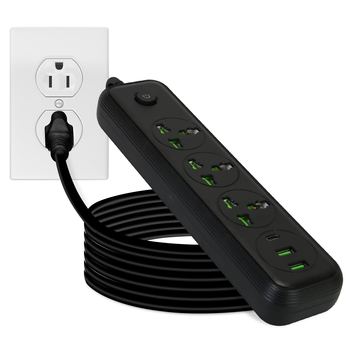 1Pc Power Strip With 6FT Extension Cord 3 AC Outlets And 2 USB A Ports 1 USB C Port 2500W Wall Mount Outlet Extender For Home Office Dorm Travel 6Port Black 5 081a119f-4c0c-4681-b9f7-36eae894a138_b1e6fd45-fa0f-401b-a144-b741502519c2 FIOLKA BOUTIQUE