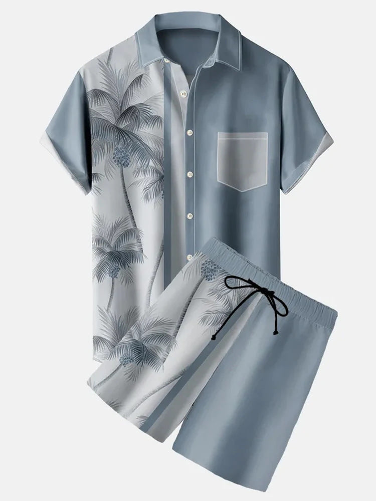 Men's 3D Printed Lapel Slim-Fit Short Sleeve Shirt | Casual Fashion Outfit