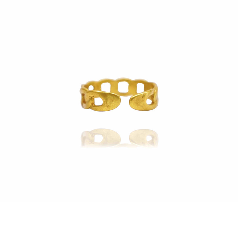 Classic Twist Chain Open Ring | 24K Gold Zircon Geometric Wrapped Couple Ring Jewelry