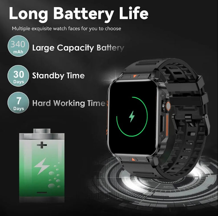 L81 Outdoor Sports Square Smartwatch | Answer Calls Big Battery Fitness Tracker Waterproof for iOS & Android