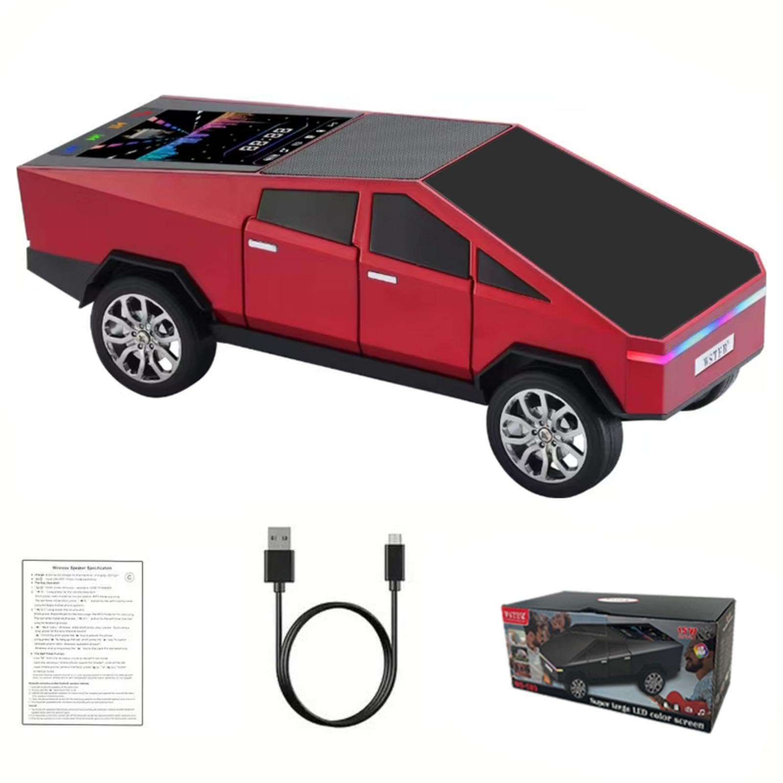 WS-580 Bluetooth Pickup Truck Portable Speaker With Display, High-definition Sound, TWS Pairing, FM Radio, Built-in Microphone For Hands-free Calls, A Surprising Gift For Car Enthusiasts