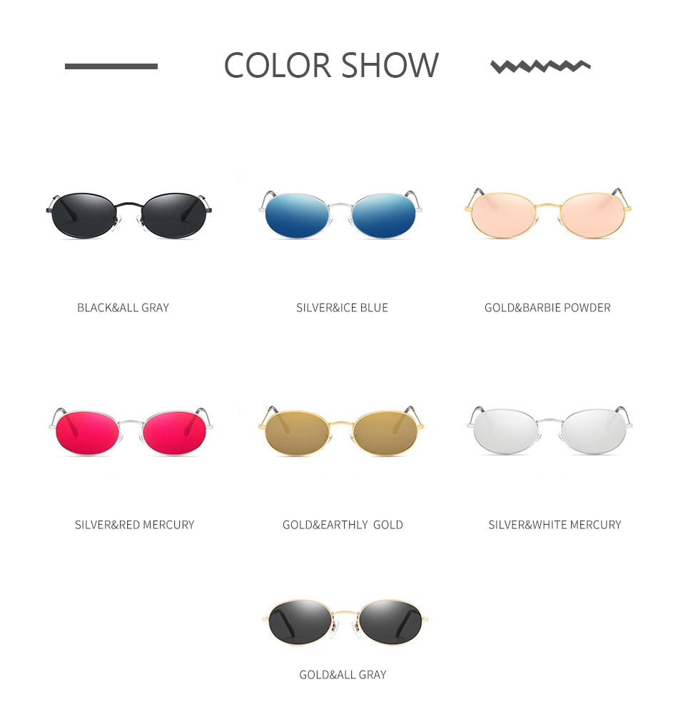 Fashion Women's Oval Sunglasses | Luxury-Inspired Metal Round Frame Black Eyewear