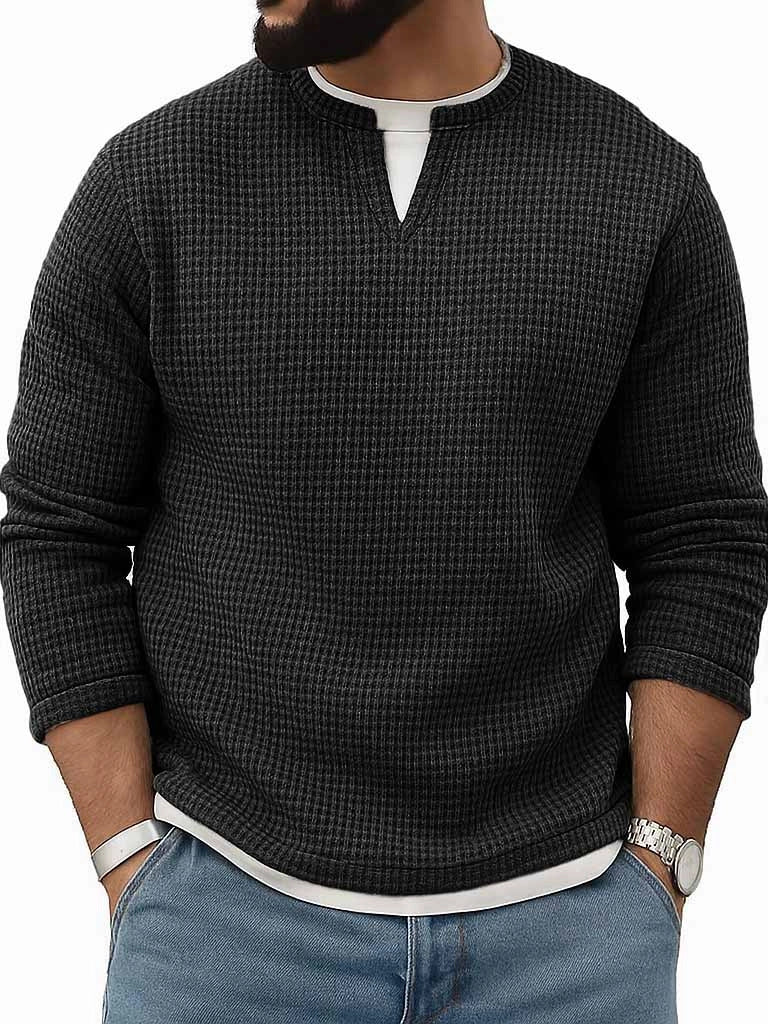 Mens FallWinter Two-Piece Crew-Neck Long-Sleeve Top