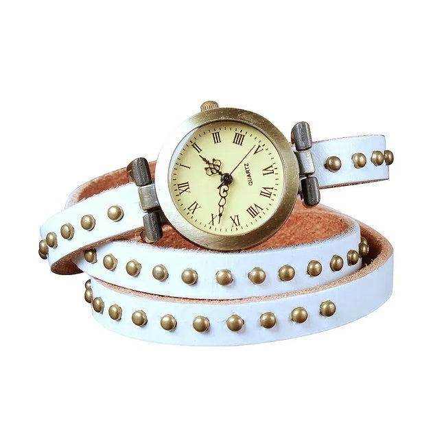 Fashionable Rivet Leather Belt Retro Watch Hand Chain