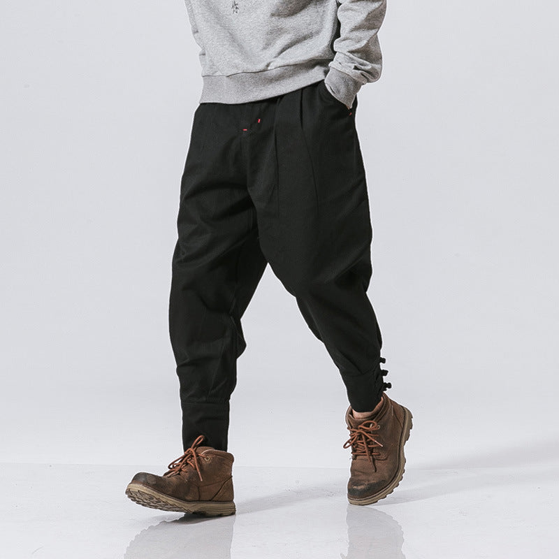 Men's Casual Buckle Closure Pants | Relaxed Fit Everyday Trousers black 0 140606130903 FIOLKA BOUTIQUE