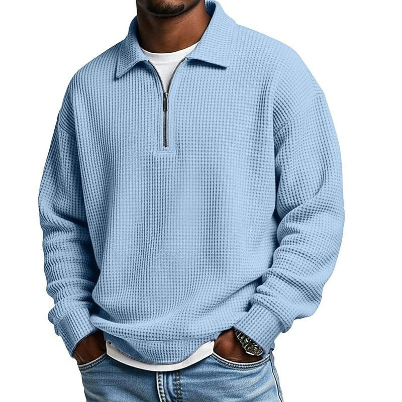 Mens Half-Zip Collared Polo Shirt Top