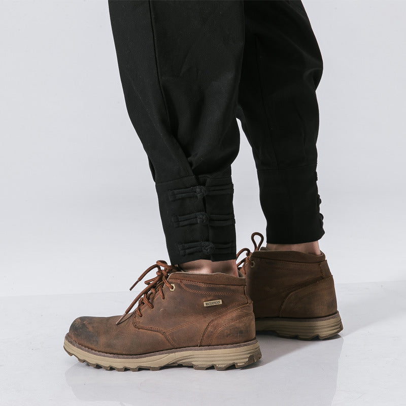 Men's Casual Buckle Closure Pants | Relaxed Fit Everyday Trousers