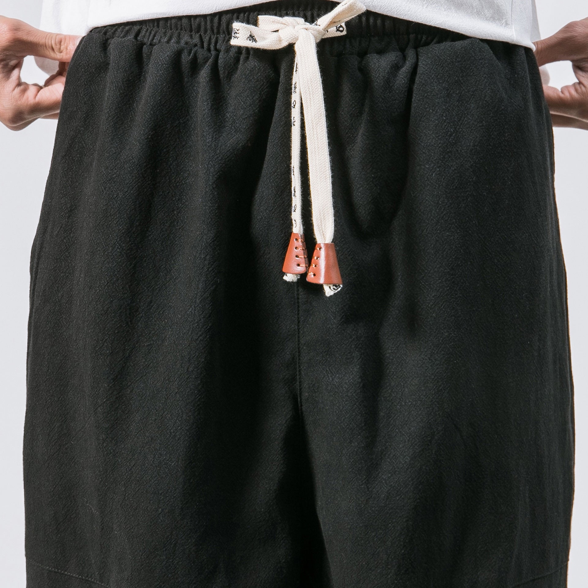 Men's Casual Japanese Loose Solid Color Cotton Linen Trousers