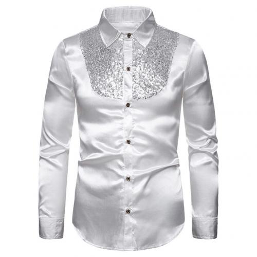 Men's Lapel Sequined Long Sleeve Shirt | Glamorous Party Fashion Top