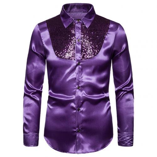 Men's Lapel Sequined Long Sleeve Shirt | Glamorous Party Fashion Top Purple 0 1618832169361 FIOLKA BOUTIQUE