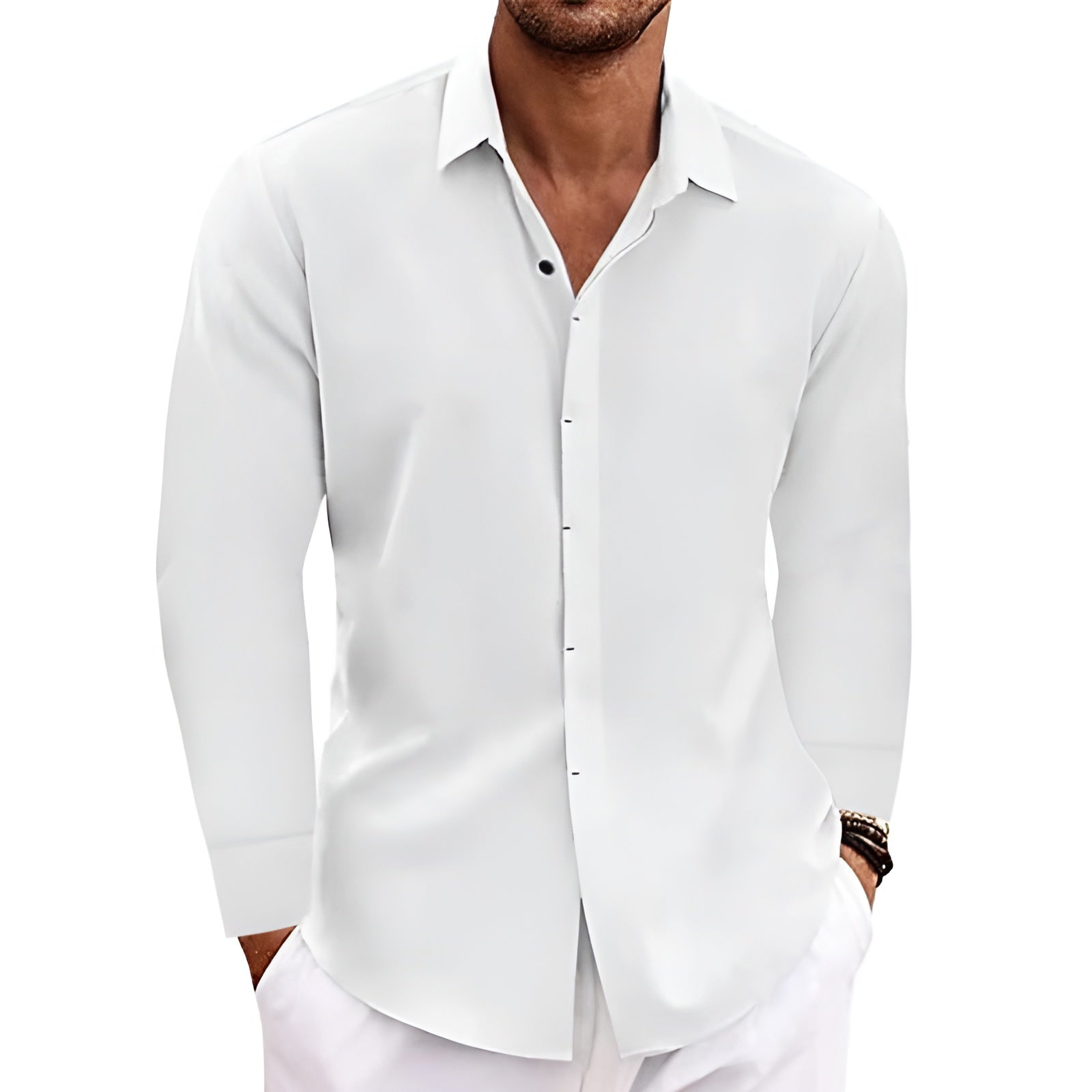 Men's Long Sleeve Cotton Linen Shirt | Solid Color Undershirt & Everyday Top White 0 18a4bb7f-5544-475f-be5a-029080d896a7_949e7675-1e47-4fc2-88d1-8e2dfa371ae4 FIOLKA BOUTIQUE