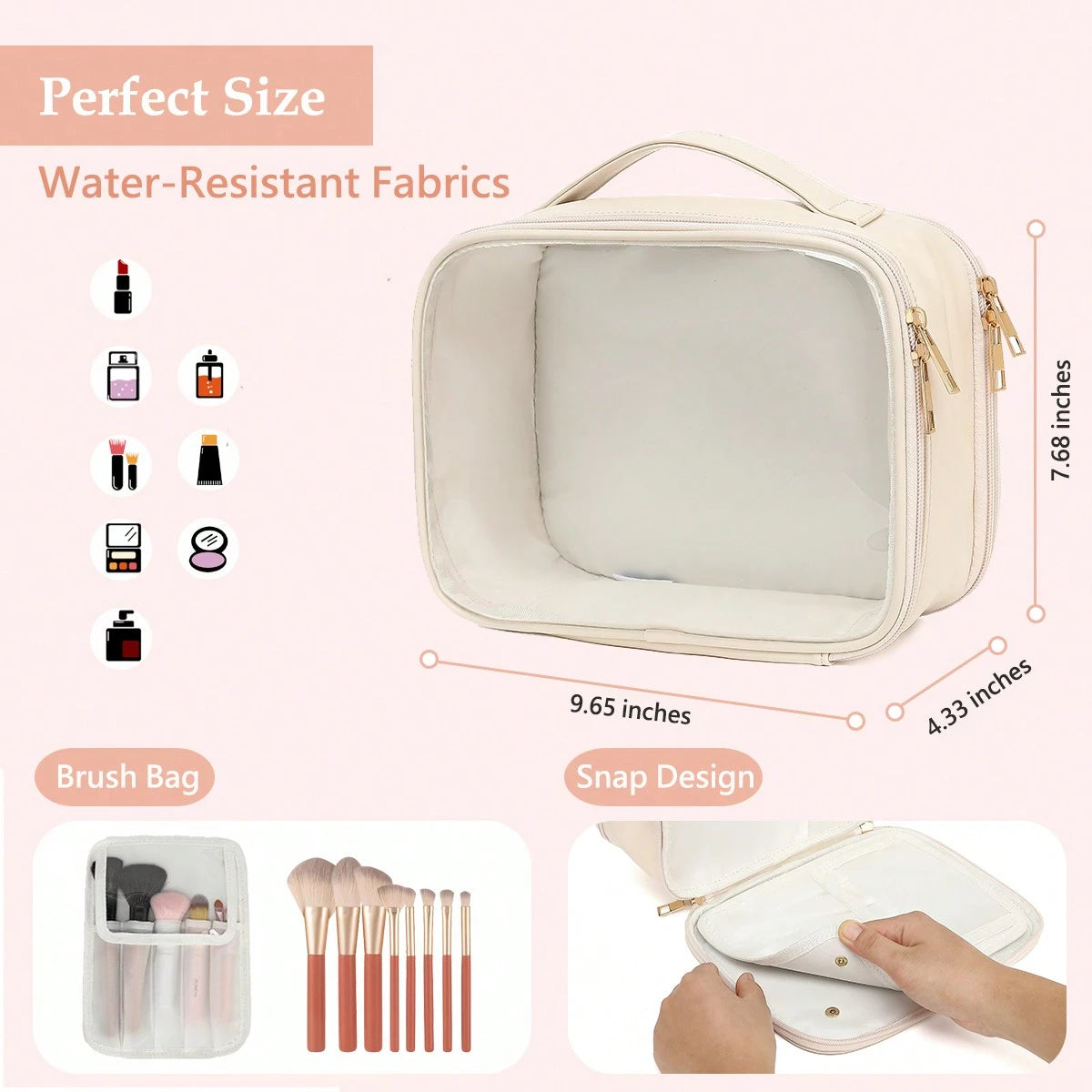Clear Makeup Bag For Women, Clear Cosmetic Bag Travel Toiletry Bags Makeup Organizer Bag With Detachable Brush Holder Summer Travel, Vacation Home Bathroom Decor Holiday Makeup Organizer Bathroom Acce
