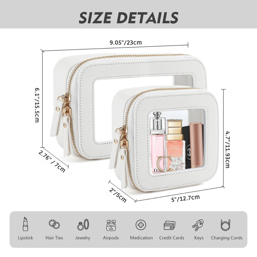 Clear Makeup Bag For Women, Clear Cosmetic Bag Travel Toiletry Bags Makeup Organizer Bag With Detachable Brush Holder Summer Travel, Vacation Home Bathroom Decor Holiday Makeup Organizer Bathroom Acce
