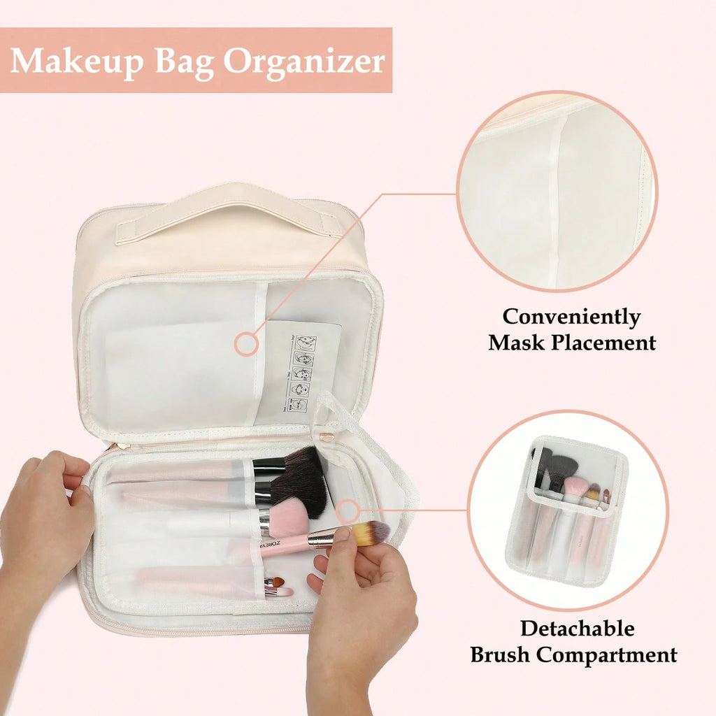 Clear Makeup Bag For Women, Clear Cosmetic Bag Travel Toiletry Bags Makeup Organizer Bag With Detachable Brush Holder Summer Travel, Vacation Home Bathroom Decor Holiday Makeup Organizer Bathroom Acce