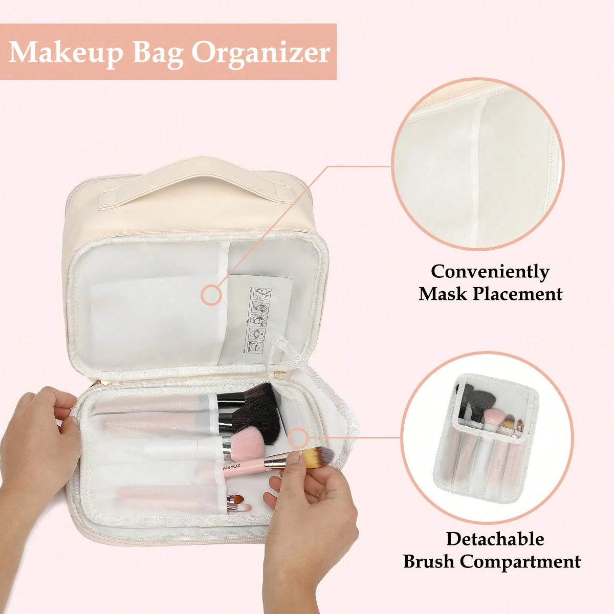 Clear Makeup Bag For Women, Clear Cosmetic Bag Travel Toiletry Bags Makeup Organizer Bag With Detachable Brush Holder Summer Travel, Vacation Home Bathroom Decor Holiday Makeup Organizer Bathroom Acce