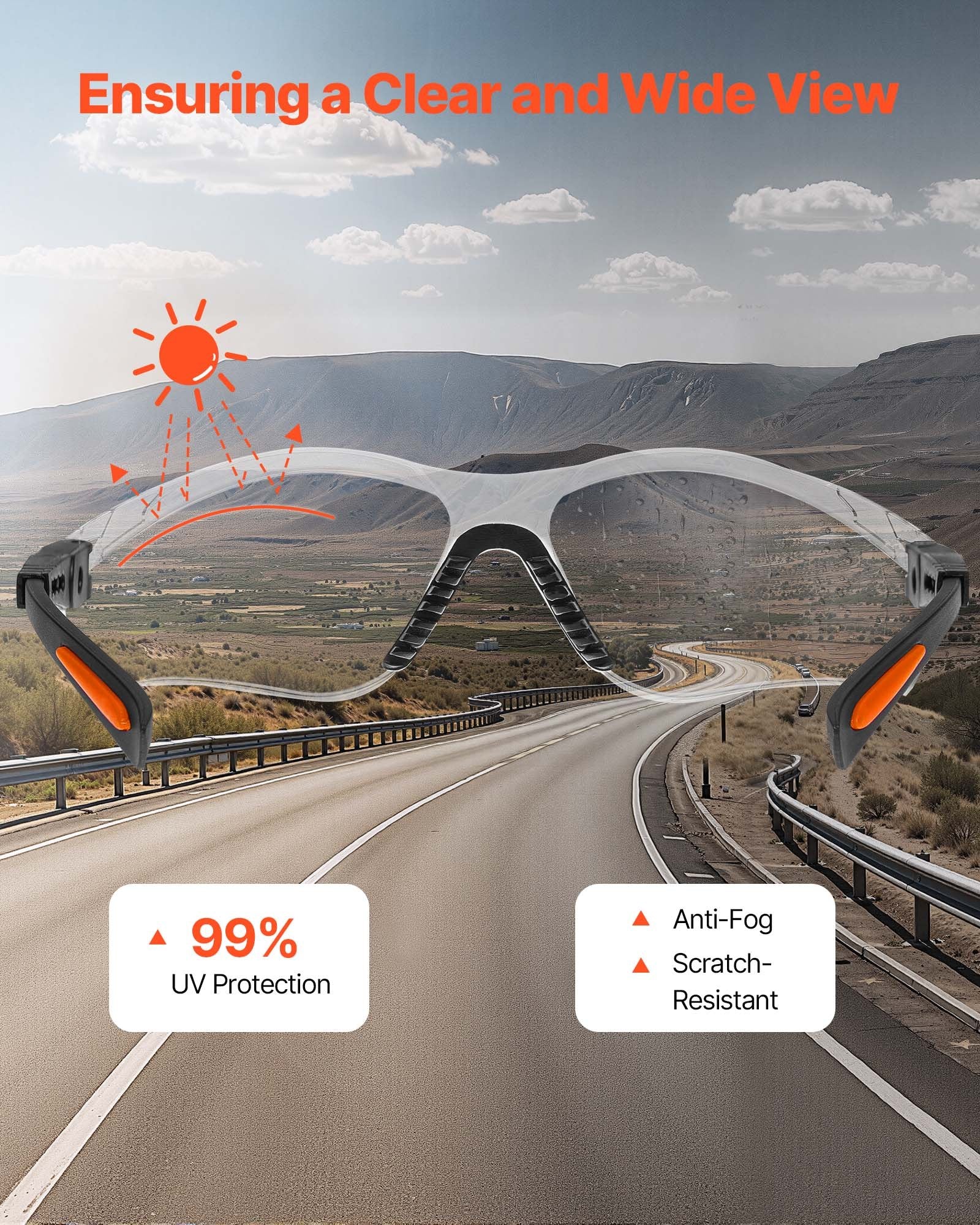 ANSI Z87.1+ Safety Glasses | Anti-Fog Scratch-Resistant Clear Lens Adjustable Protective Goggles