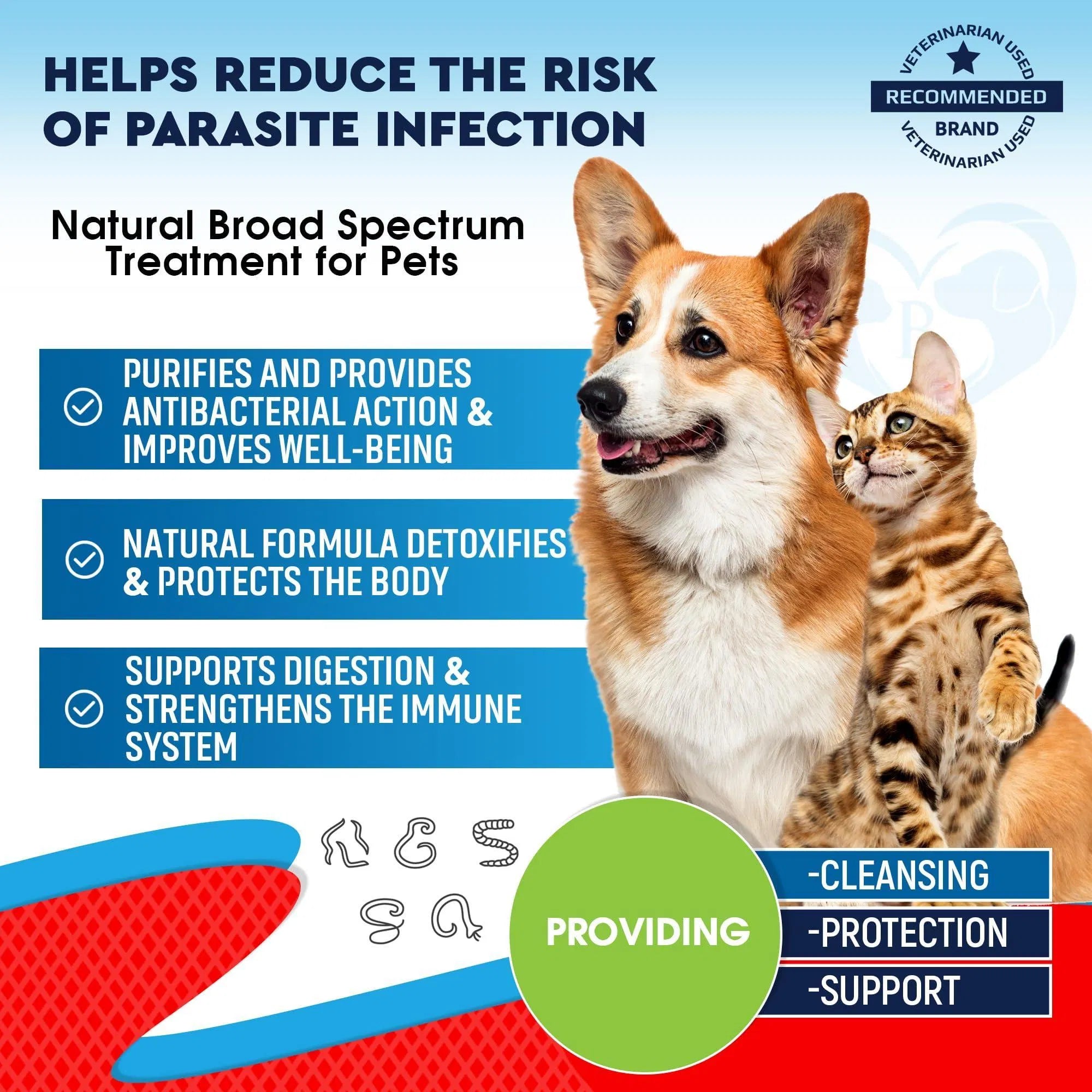 Cats And Dogs Liquid Herbal Medicine And Natural Broad Spectrum Treatment For Tapeworm Whipworm Roundworm And Hookworm Prevention Medication Supplement Drops For Kitten And Puppies