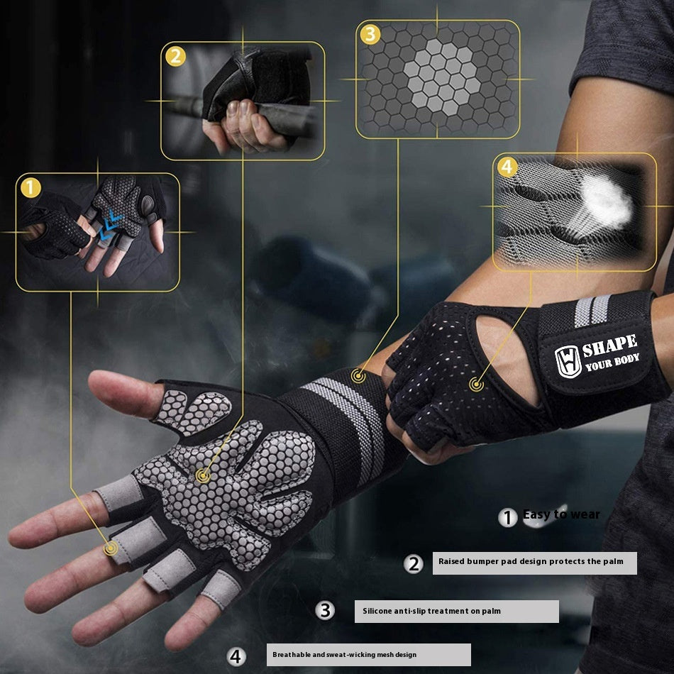 Half Finger Weightlifting Fitness Gloves | Anti-Slip Sports Gloves for Men & Women