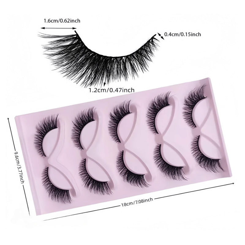 5 Pairs False Lashes Eyelashes Extension Cluster, Faux Mink Fluffy Long Full Look Eye Bottom,  Dramatic Cosmetic Makeup