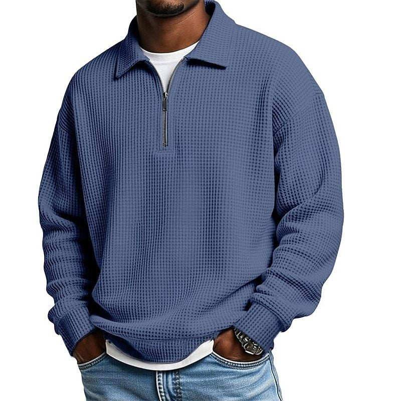 Mens Half-Zip Collared Polo Shirt Top