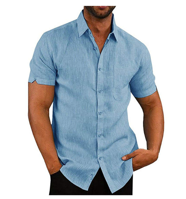 Men's Short Sleeve Summer Solid Shirt | Casual Loose Fit Everyday Tee Bleu 0 23845b2c-2440-4c78-959b-7f7fd1536148 FIOLKA BOUTIQUE