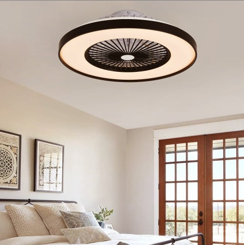 23 Inch Black Ceiling Fan Light With LED RGB  Dimmable & Color-Changing, APP & Remote Control, Modern Smart Ceiling Fan For Living Room, Bedroom, And Dining Room Silent-6Speed-Reversible-DC Motor