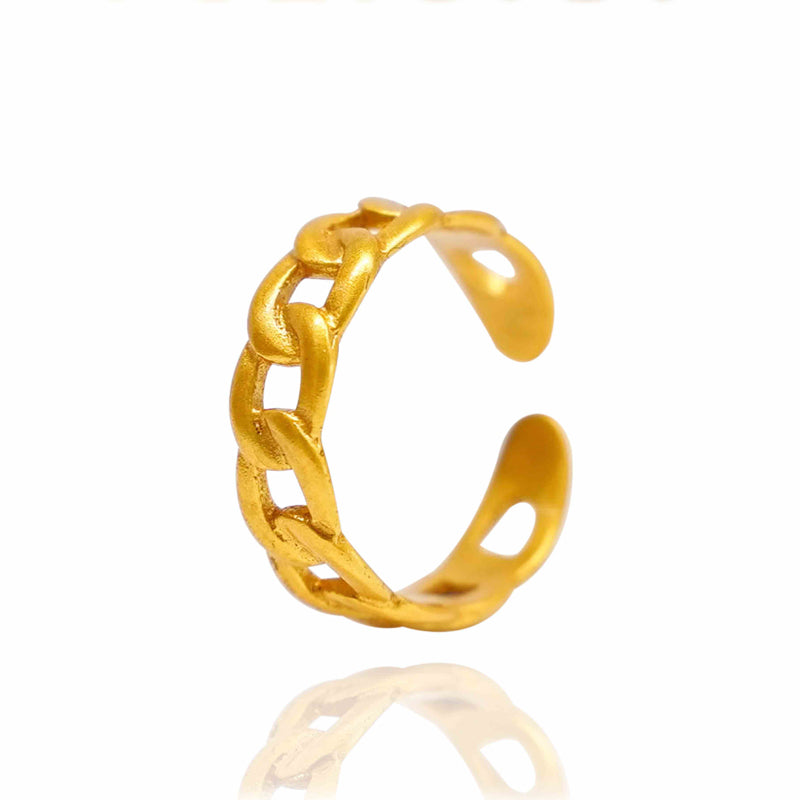 Classic Twist Chain Open Ring | 24K Gold Zircon Geometric Wrapped Couple Ring Jewelry
