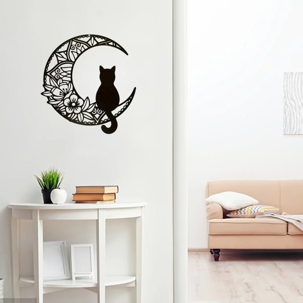 Bohemian Crescent Cat Wall Decor | Pet Theme Home Decoration & Holiday Gift
