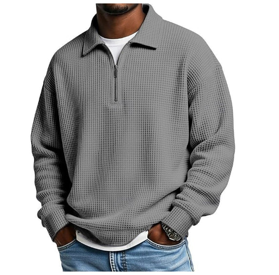 Mens Half-Zip Collared Polo Shirt Top