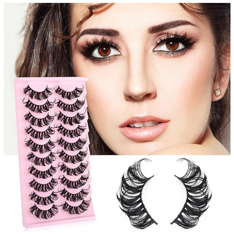 10 Pairs False Lashes Extension Cluster | Faux Mink Fluffy Dramatic