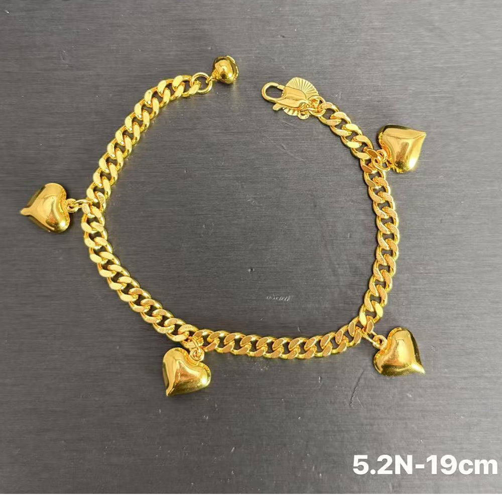 24K Gold Filled Multi Hearts Bracelet | Women's Jewelry