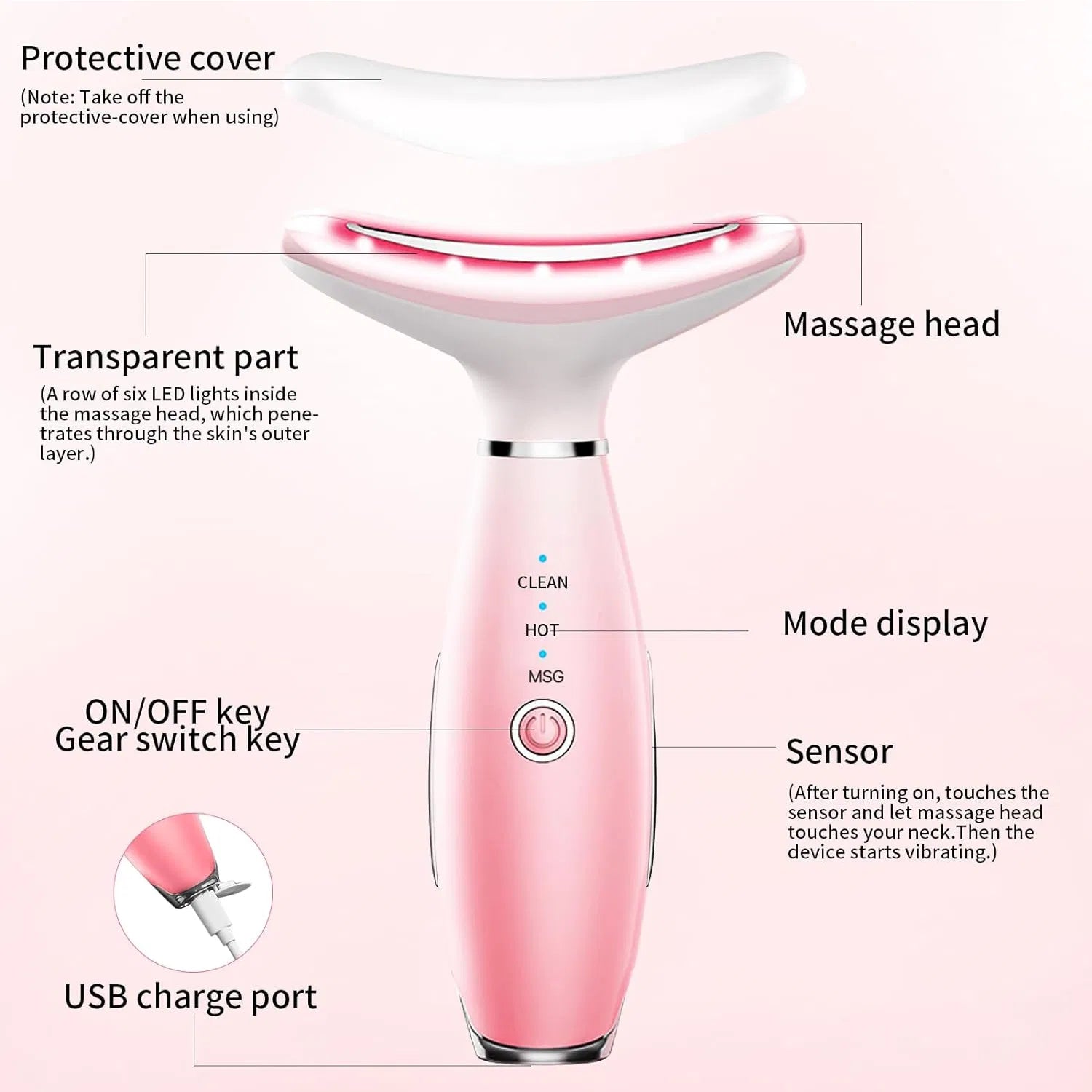 3-in-1 Neck & Face Massager | Thermal Vibration Skin Care Facial Massage Tool