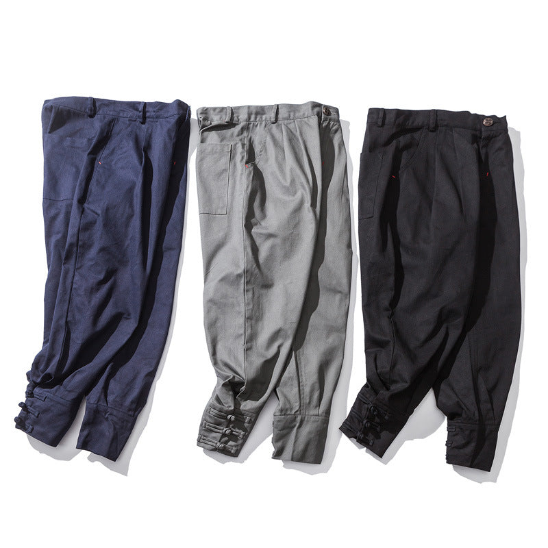 Men's Casual Buckle Closure Pants | Relaxed Fit Everyday Trousers