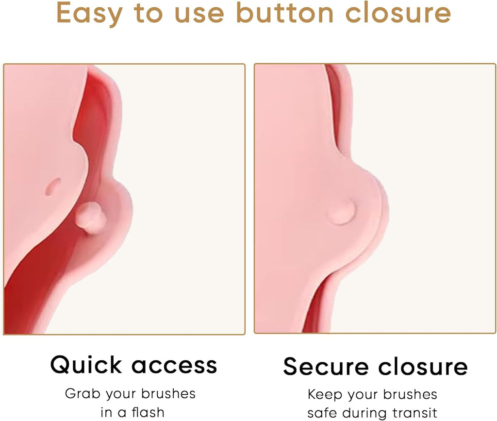 Travel Makeup Brush Holder, Beauty Blender Holder ,Silicone Make Up Brush Organizer Case With Makeup Sponge Holde,Soft & Sleek Cosmetic Pouch For Makeup Tools & Toiletry