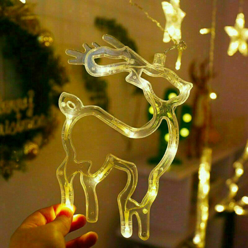 LED Fairy String Window Curtain Lights | Star Christmas Party & Home Indoor Decor