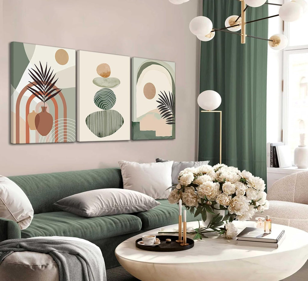 3 Pcs Boho Art Wall Decor Canvas Wall Art  Decor Stretched And Framed Ready To Hang Size 12 X 16in