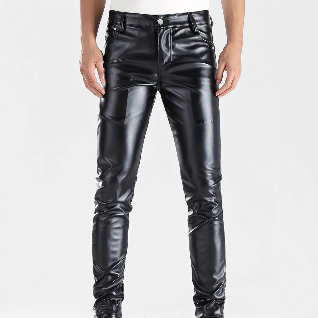 Men's Slim-Fit PU Leather Pants | Autumn Winter Fashion Faux Leather Trousers