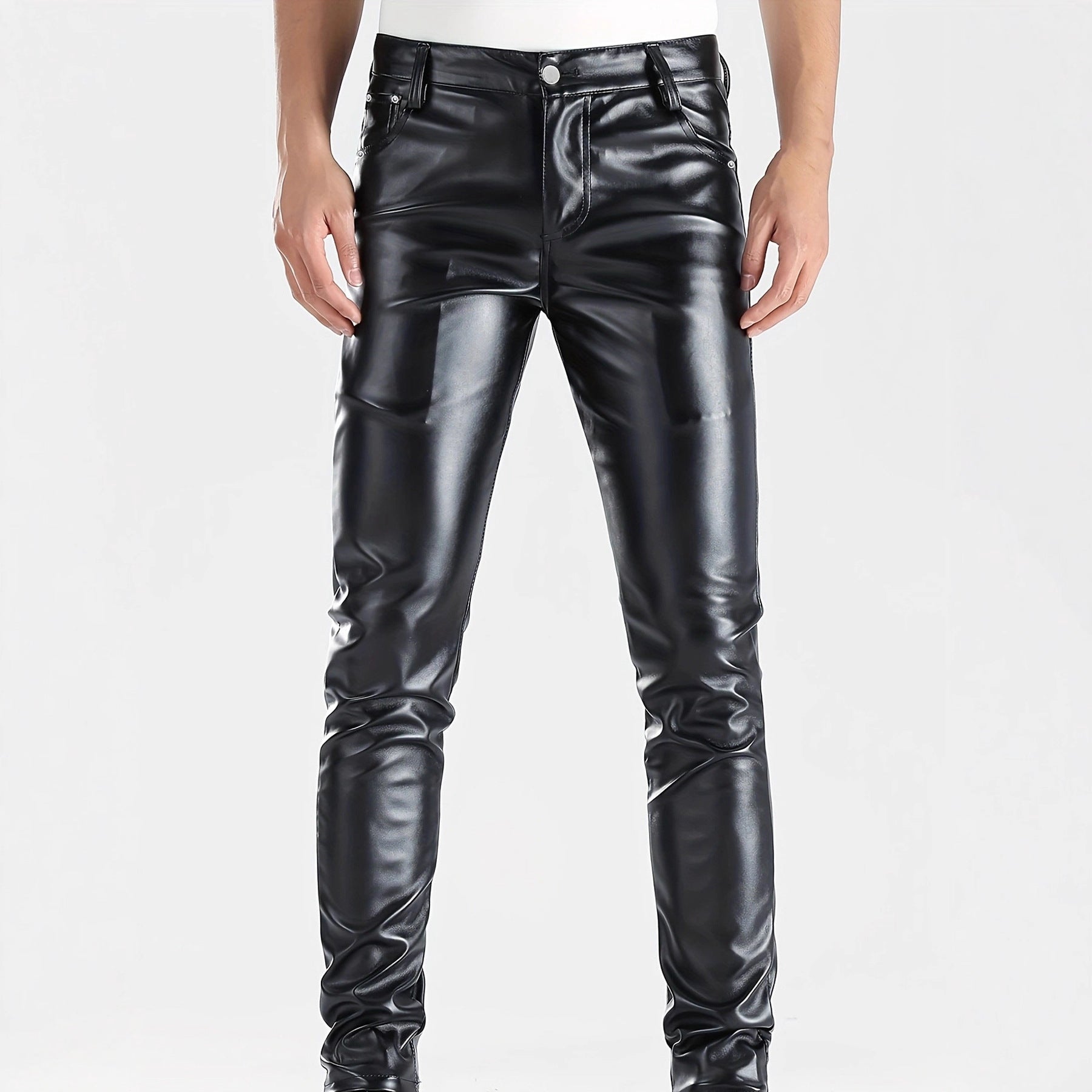 Men's Slim-Fit PU Leather Pants | Autumn Winter Fashion Faux Leather Trousers