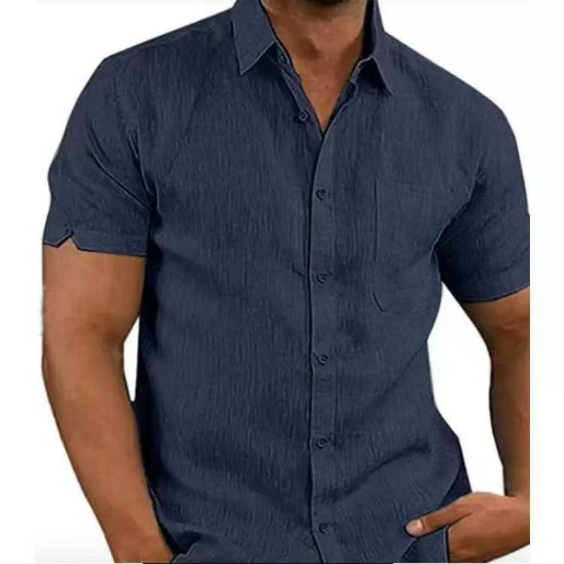 Men's Short Sleeve Summer Solid Shirt | Casual Loose Fit Everyday Tee Navy Blue 0 391d04f9-377e-47d8-99cc-5c6bdda26172 FIOLKA BOUTIQUE