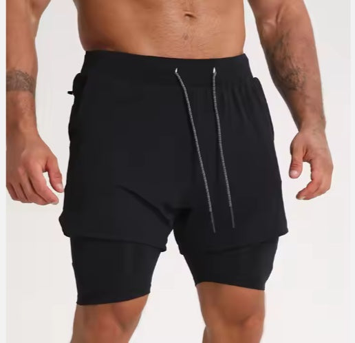 Men's Quick Dry 2-in-1 Gym Shorts | Breathable Polyester Spandex Running Fitness Shorts with Liner