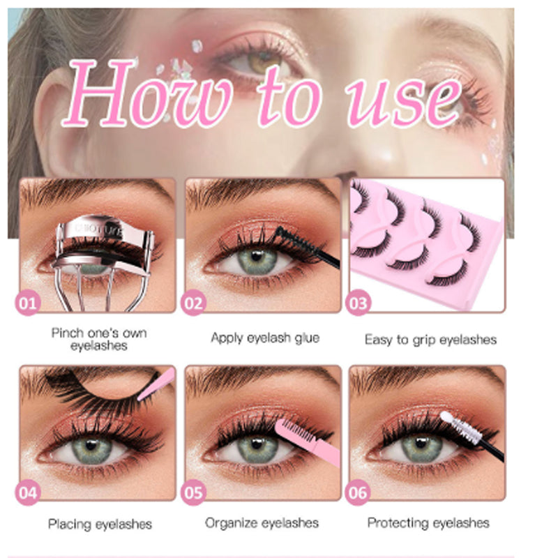 5 Pairs False Lashes Eyelashes Extension Cluster, Faux Mink Fluffy Long Full Look Eye Bottom,  Dramatic Cosmetic Makeup