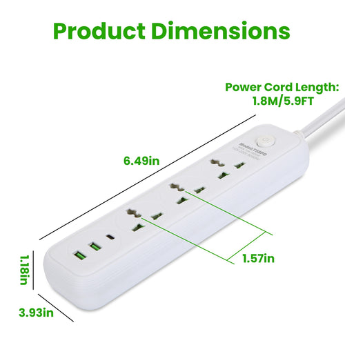 1Pc Power Strip With 6FT Extension Cord 3 AC Outlets And 2 USB A Ports 1 USB C Port 2500W Wall Mount Outlet Extender For Home Office Dorm Travel 5 3fee9e59-8b5f-4909-8f5f-bd64ca5ef84b FIOLKA BOUTIQUE