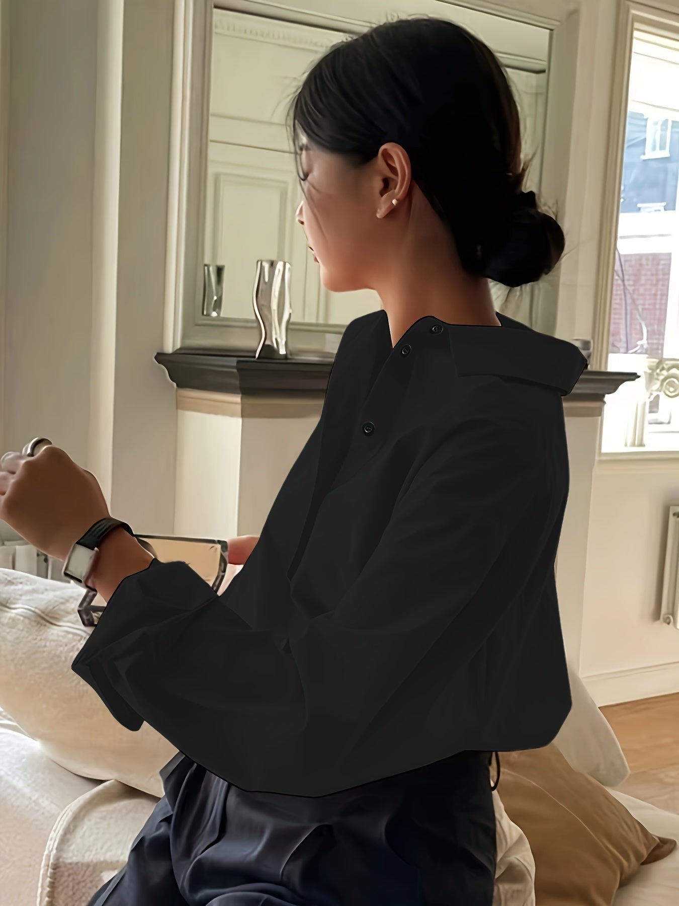 Simple Casual Long Sleeve Solid Color Shirt With Pocket