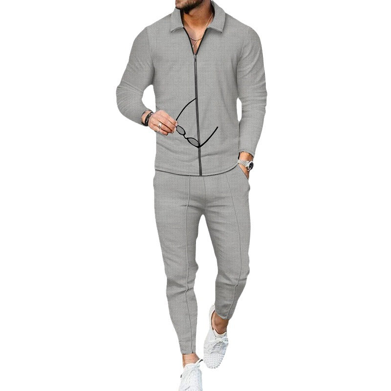 Men's Fashion Zipper Cardigan Tracksuit Set | Casual Sports Suit